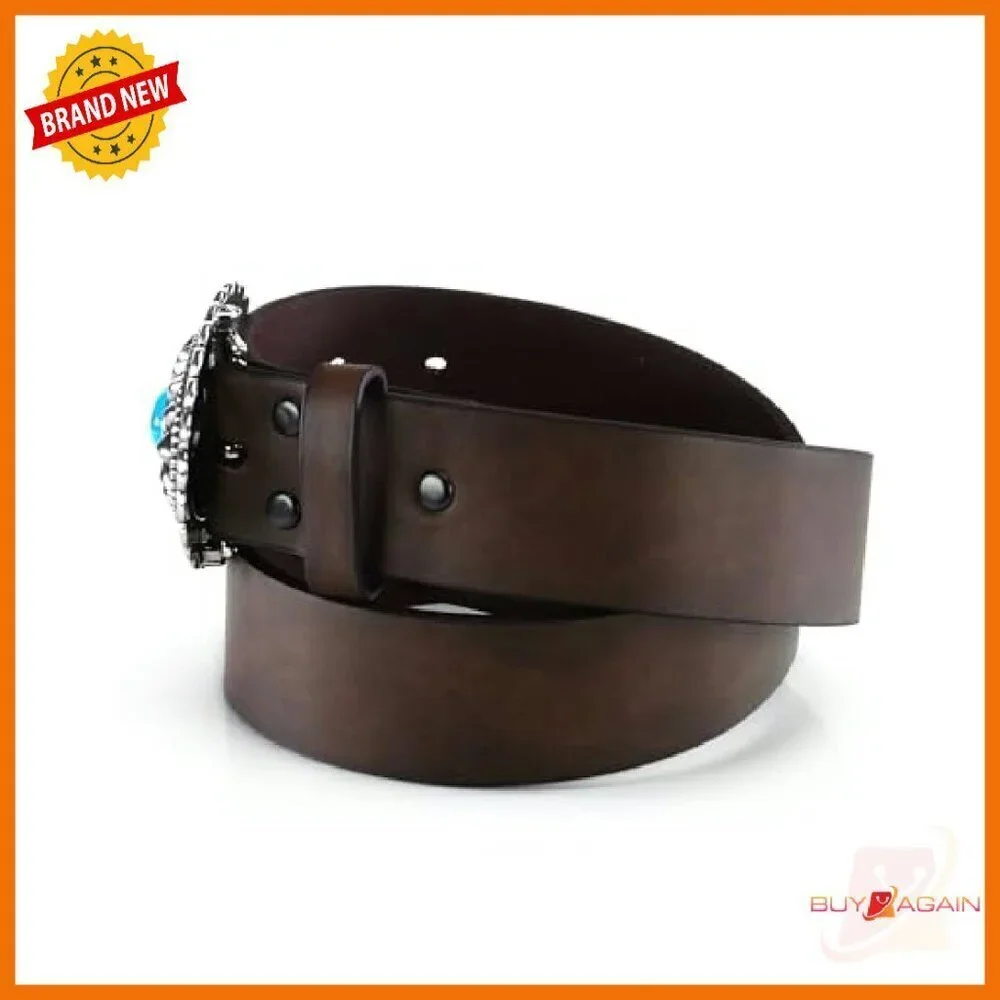 Genuine Leather Belt with Triple Snap Buckle - Women's Small to X-Large